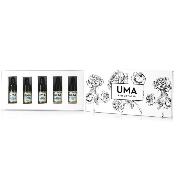 UMA Face Oil Trial Kit I Anti Ageing, Brightening, Clarifying and Rejuvenating face oils I For all skin types I Aid to fight skin barriers I 100% Ayurvedic and Cruelty free I Pack of 5 face oils 3ml each