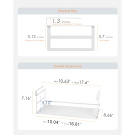 Selosiz 2Pack Under Shelf Storage Basket Organizer Expandable Width Add-On Space Saver Hanging Under Cabinet Pantry Kitchen Countertop Desktop Board Slide-in White Heavy-Duty Metal Higher Size