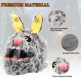 VG MOTO Motorcycle Helmet Cover Cartoon Plush Helmet Protective Cover for Fun Rides and Gifts Suitable for Most Full Face Helmets (Gray Rubbit)