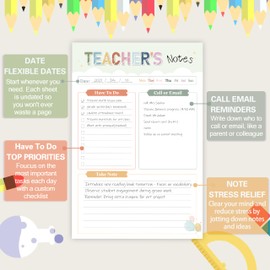 Teacher Notepad - To Do List Notepad, Teacher Appreciation Gifts Planner, 50 Sheets, 5.6 x 8.3 Inches Tear-Off Notepads for Stationery Must-Have Supplies for Preschool | Elementary | Middle | High School Teachers