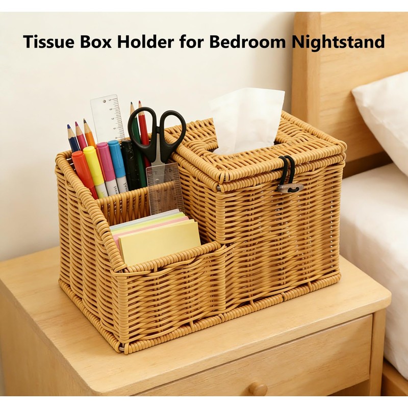 Square Tissue Box Cover with Storage, Multifunction Cube Tissue Box