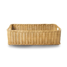The Basket Lady Long Low Wicker Basket, Large, 25 in L x 11.5 in W x 7 in H, Sandstone