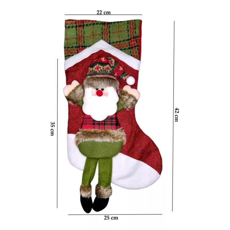 24x7 Bota Navideña Diseño 3d Roja Decorativa Navidad Christmas