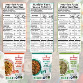 Eat Regal Ready-to-Eat Rice Trio – 3 Gourmet Flavors in 6 Microwaveable Pouches – Includes Veg Fried, Mexican Style & Cilantro Lemon – Quick, Healthy, No Gluten, Fully Cooked