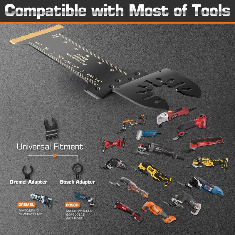 6 Pack Titanium Multi Tool Blades Extra-Long Reach Oscillating Saw