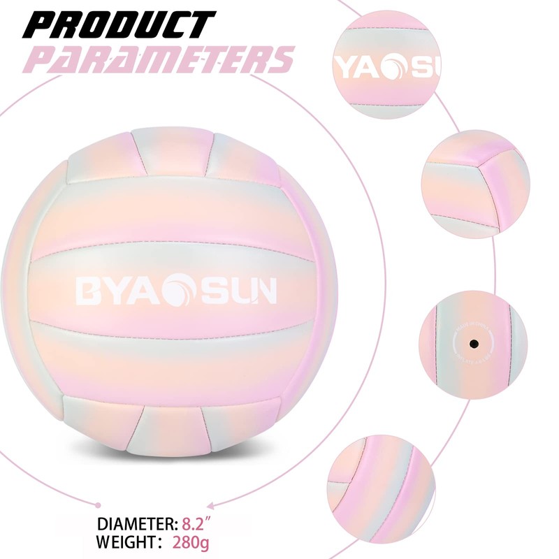 BYAOSUN Volleyball No. 5 Ball, PU, Practice, Outdoor/Indoor Use, No.