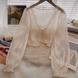 a943 Women's Summer Chiffon Cardigan Bikini Cover-up Skirt XL/Apricot 10ea