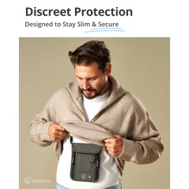 Premium Neck Wallet Travel Pouch and Passport Holder, RFID Protected, Fits Passport with cover. Passport Holder Neck For Men and Women, Steel Gray Black