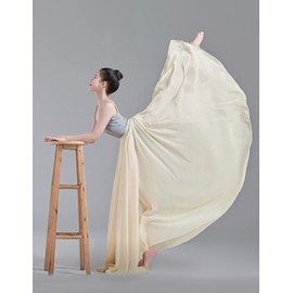 Z&X Lyrical Dance Skirt Solid Modern Ballet Dance Costumes for Grils Ballerinas Photography Sheer Flowy Long Swing Wrap Skirt Tag M, Beige Khaki
