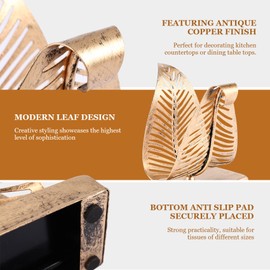 Tiamu Vintage Freestanding Napkin Holder in American Country House Style, Gold Leaf Design Napkin Holder, Stand Triangle Tablecloth Dispenser for Worktop, Kitchen, Dining Table, Party, Wedding