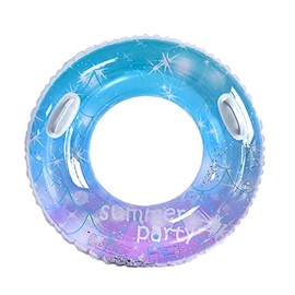 Adult Swimming Ring, Rainbow Sequins Swimming Ring with Handle, Transparent Floating Ring, Durable Inflatable Pool Swimming, Swimming Ring Tube for Summer Pool Party