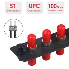 Duogalia 6 Simplex ST Fiber Patch Panel with Simplex Singlemode Red ST Adapters, 6 Fiber Ports