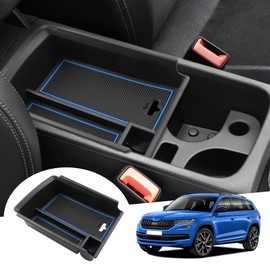GAFAT GAFAT Kompatibel mit Skoda Kodiaq 2017-2023/ Karoq 2017-2024 Mittelkonsole Aufbewahrungsbox, Karoq Armlehne Organizer Tray Handschuhfach, Kodiaq Zubeh?r (Blau)