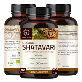 Hebhac Herbs Hebhac Herbs Shatavari Capsules 1000mg | Organic Shatavari Capsules (90 Capsules) 45 Day Supply | an ayurvedic Herb for Vata & Pitta, (90 Capsules)