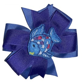 Rainbow Fish Pinwheel Hair Bow 4" Purple & Blue
