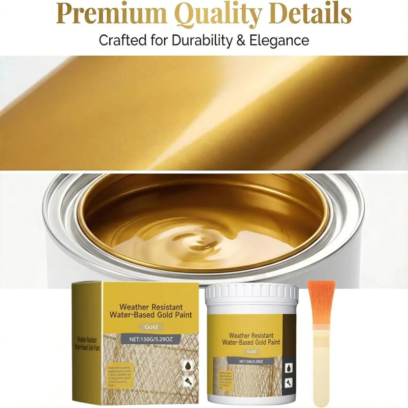 3pcs Weather Resistant Water-based Gold Paint 150g,