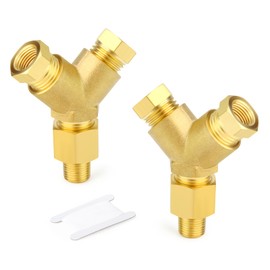 GASHER 2PCS Metals Brass Pipe Fitting Barstock Male Branch Tee Y Adapter 1/8" NPT Female x 1/8" NPT Female x 1/8" NPT Male