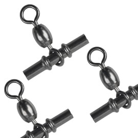 JL Sport Cross-line Crane Fishing Swivels - 20/50Pcs 3 Way T-Shape Fishing Swivel Sleeves Crimp Swivel Fishing Tackle Connector -Size 3/0-3