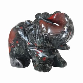 Figura decorativa de elefante de piedra de sangre de África natural, con cristales de bolsillo y piedras curativas de 3,8 cm