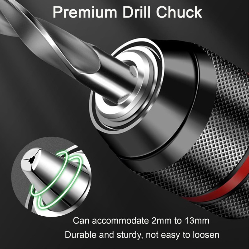 Crumye 2 Pcs Keyless Drill Chuck, 1/2-20UNF Mount, 2~13mm Self-Tightening