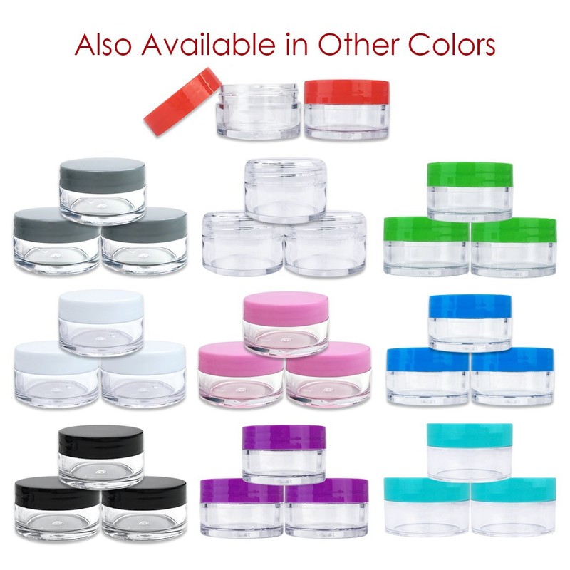 Beauticom 20G/20ML Clear Round Sample Container Jars with Purple Lids