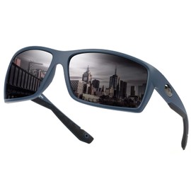 WIESMANN Polarized Sports Sunglasses for Men Women Retro Finishing Sun glasses for Men UV Square Sunglasses 18150（Blue Gray）