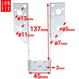 Joist Hanger Type A Beam Support Wooden Beam Connector Galvanised 2 mm 45 x 137 mm
