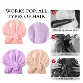 AWAVM Hair Towel Wrap,Rapid Drying Hair Towel,Microfibre Towel Super Absorbent Anti Frizz Dry Hair Hat for Women and Girls Drying Hair (3PCS)