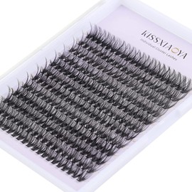 Cluster Eyelashes Extensions 40D 0.07 D Curl DIY Individual Eyelash Extension at Home (14 mm, 240 Pieces 40 0.07D Curl)