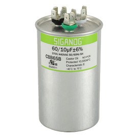 SIGANDG 60+10 MFD 60/10 uF 370 or 440 Volt CBB65B Capacitor for AC Motor Run，Condenser Straight Cool，Heat Pump， Air Conditioner，HVAC Capacitor