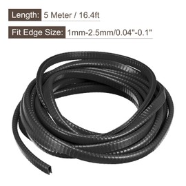 uxcell U Channel Edge Trim, 16.4ft Length Rubber Guard Seal Strip Edge Protector Fit for 1-2.5mm Edge, (15/64" W x 25/64" H) Black