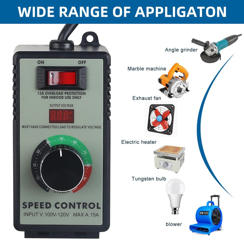 Versatile AC Motor Speed Controller - 100V-120V, 15A Max -