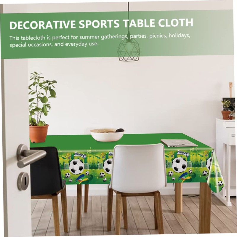 Zerodeko Wear Resistant Pe Table Cover with Soccer Prints Decorative