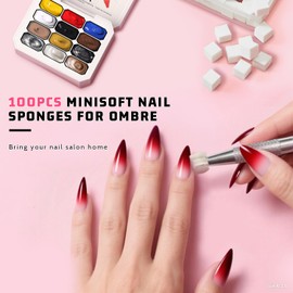 Karroy Sponge Pat Paint Nail Gel, Ombre Nails Gradient Gel Nail Blush Blooming Aura Nails Drawing Stripper Floral Painting DIY Nail Art, No Wipe, UV/LED Curing (12 Colors M)