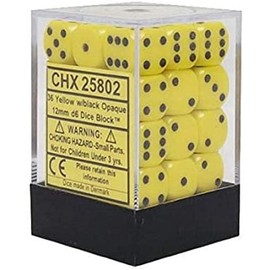 DND Dice Set-Chessex D&D Dice-12mm Opaque Yellow and Black Plastic Polyhedral Dice Set-Dungeons and Dragons Dice Includes 36 Dice – D6 Multi-Coloured 25802