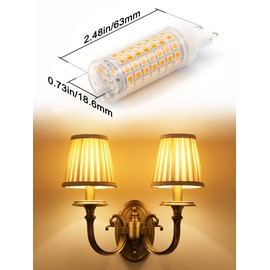 Ziomitus No Flicker G9 Led Bulbs Dimmable 6W Soft Warm White 2700K,40W 50W 60W Halogen Equivalent,AC120V Dimmable G9 T4 LED Bulb for Chandelier Pendant Ceiling Wall Light,600LM,360Deg(5Pack)