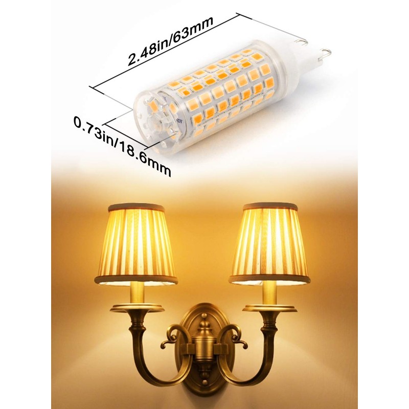 Ziomitus No Flicker G9 Led Bulbs Dimmable 6W Soft Warm