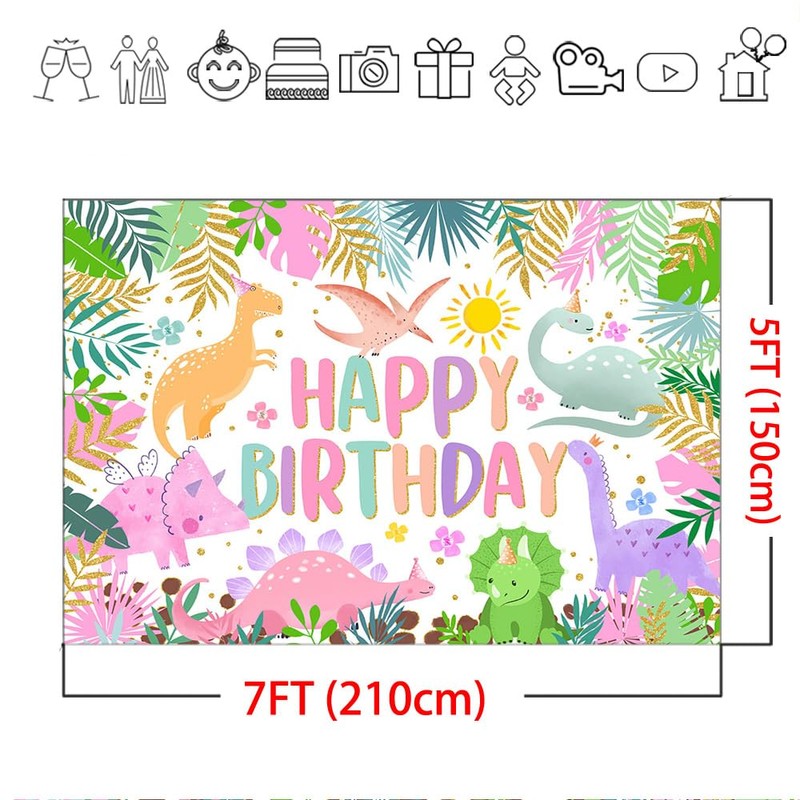 Mocsicka Dinosaur Birthday Backdrop Cartoon Dinosaur Birthday Background Party Decor