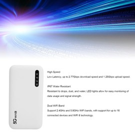 5G WiFi Mobile Hotspot, Local & International Coverage Router WiFi for Travel, 2.4GHz & 5.8GHz Wi Fi Device Supports for 16 Devices and SIM Cards