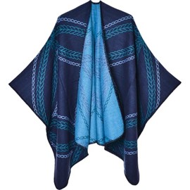 Women Scarf Shawl Winter Fall Warm Pashmina Scarve Classic Jacquard Split Cape Women Shawl Wrap Poncho Open Front Chunky Cape (2024086-1,130x150cm)