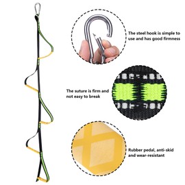 5 Step Climbing Aider for Hunting - Lightweight Stick With Webbing Rope Ladder for Safety, Outdoor Climbing, Caving, Canyoning