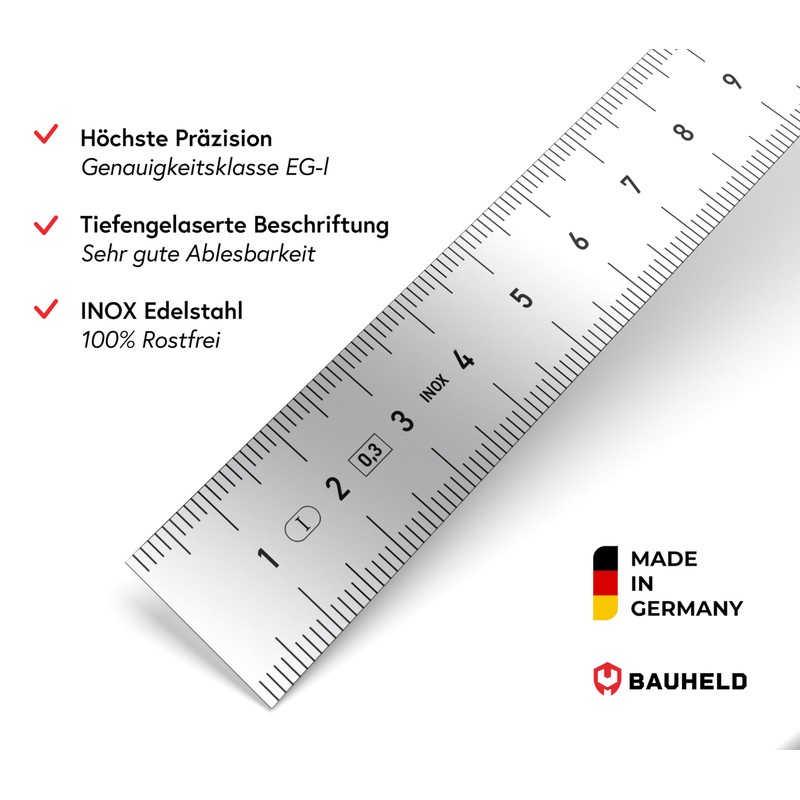BAUHELD® Steel Ruler 150 mm [EG-1] - Steel Ruler with