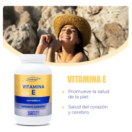 Vitamina E + Omega 3 Antioxidante | 200 Cápsulas | Naturagel Sabor Sin sabor