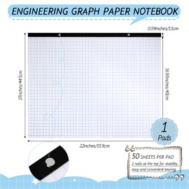 Fainne Large Engineering Graph Paper 22''x17'' Landscape 4" x 4"Grid Graph Paper Pad Giant Drafting Pad Blueprint Sketching Graph Paper for Engineer Architect Designer Mathematician Draftsman (1)