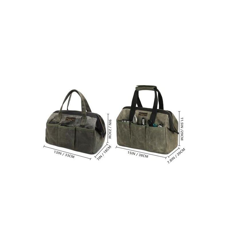 13-inch Tool Bag, Heavy Duty Wide Mouth Water-Resistant Tool Bag,