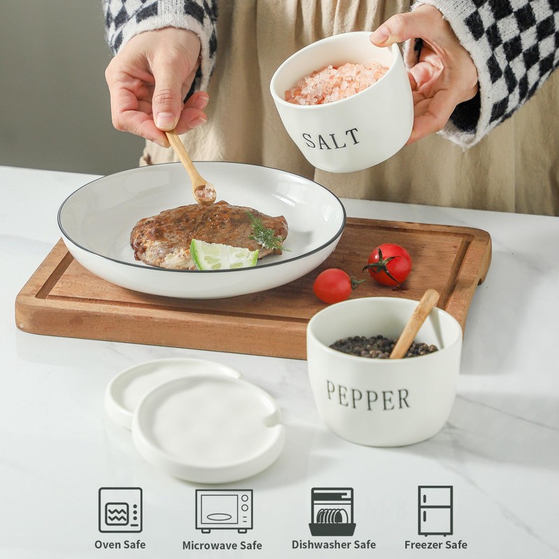Howise 2 Pack Salt and Pepper Bowls Set, Ceramic Salt