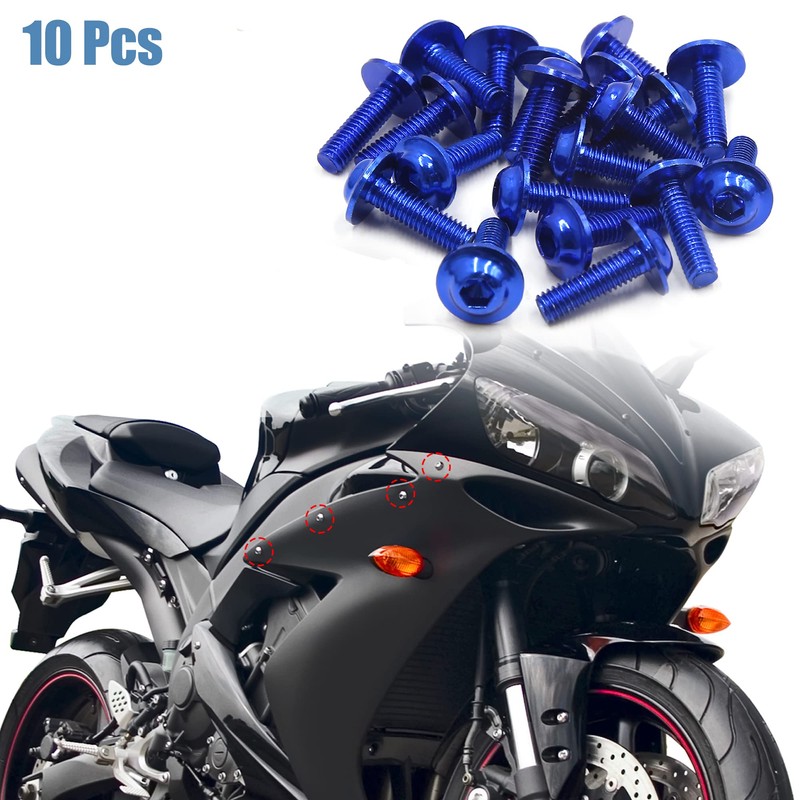 uxcell 20pcs M6 X 20mm Blue Aluminum Alloy Motorcycle Hex