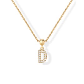 PAVOI 14K Yellow Gold Plated Sliding Adjustable Cubic Zirconia Initial Charm Necklace for Women | Alphabet Charms - D, Yellow Gold, Cubic Zirconia
