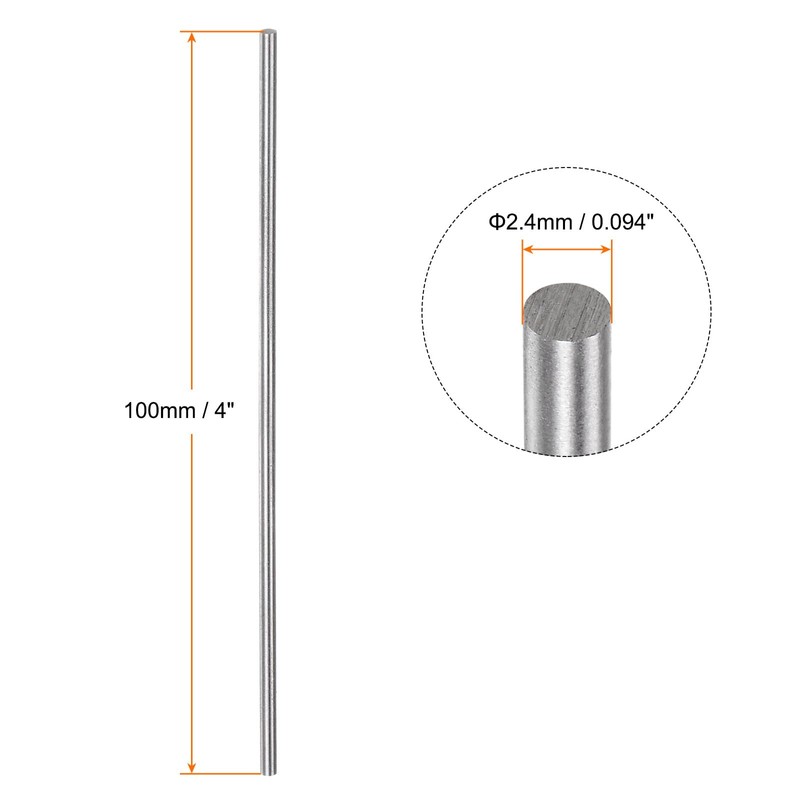 sourcing map 15pcs Round Rods 2.4mm x 100mm High Speed