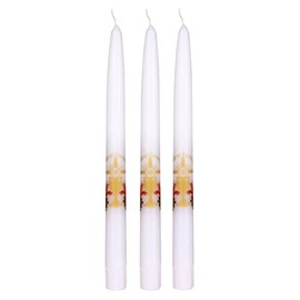 Mega Candles 3 pcs Unscented Chalice Religious First Communion Taper Candles, 10 Inch x 7/8 Inch Diameter, Self Fitting Ends, Great for Communion, Celebrations, Religious Rituals, Holders